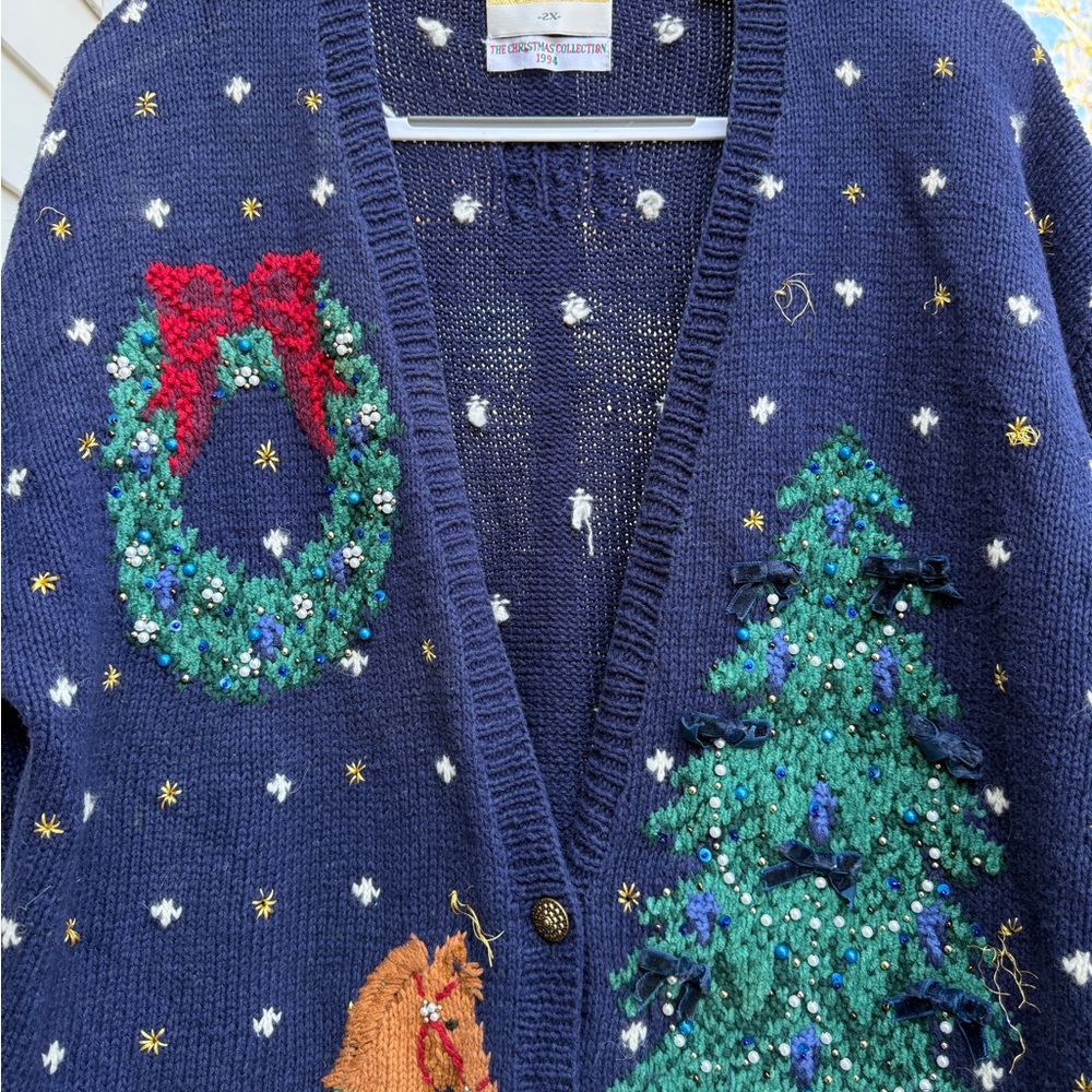 Vintage Marisa Christina II Christmas Knit Cardigan Sweater Size 2XL Women’s - Picture 10 of 10